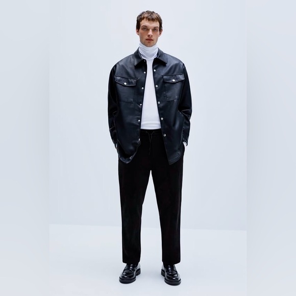ZARA Faux Leather Overshirt - Picture 2 of 8